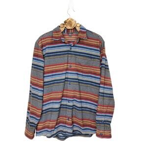 Eddie Bauer Shirt Fleece Flannel Button Up Mens Casual Southwest Stripe Tall XL